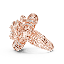Flower Cluster Moissanite Cocktail Ring in rose 925 sterling silver, view 3