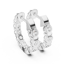 Moissanite inside out hoop earrings in white 925 sterling silver, view 3