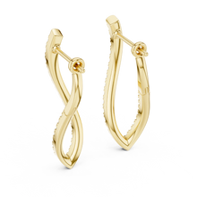 Moissanite twisted pave hoop earrings in yellow 925 sterling silver, view 3