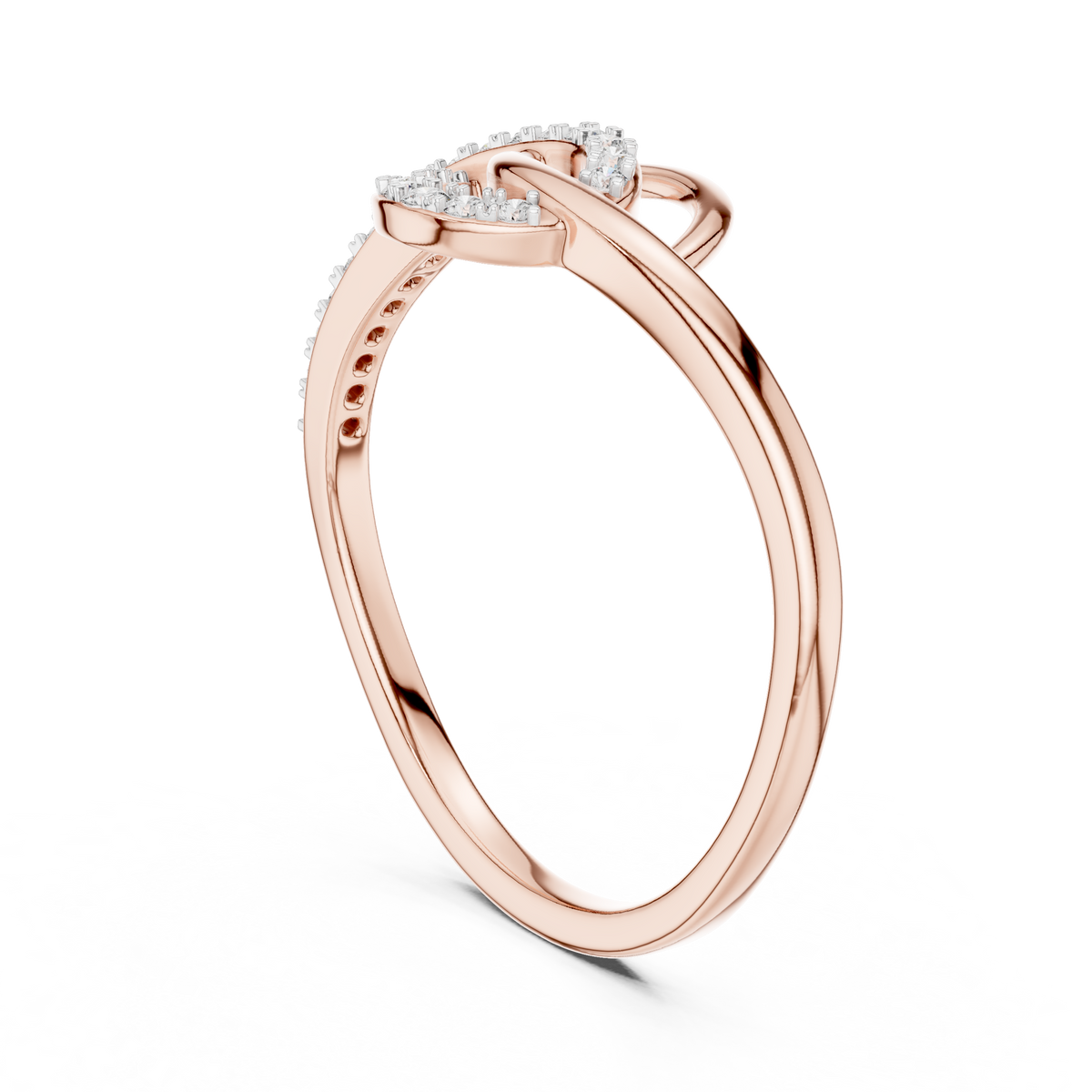 Swirl Loop Bypass Moissanite Ring in rose 925 sterling silver, view 1