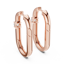 Moissanite solitaire oval hoop earrings in rose 925 sterling silver, view 3