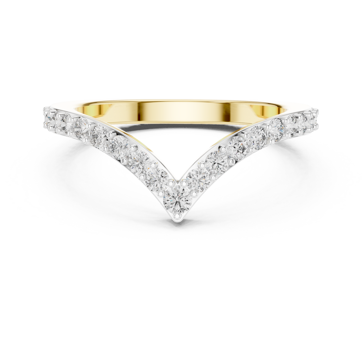 Pavé Chevron Moissanite Ring in yellow 925 sterling silver, view 4