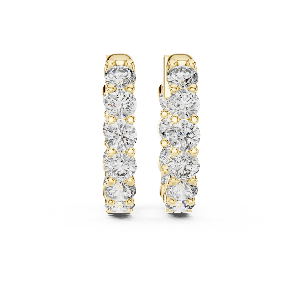 Moissanite inside out hoop earrings in yellow 925 sterling silver, view 4