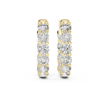 Moissanite inside out hoop earrings in yellow 925 sterling silver, view 4