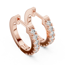 Moissanite pave huggie hoop earrings in rose 925 sterling silver, view 2