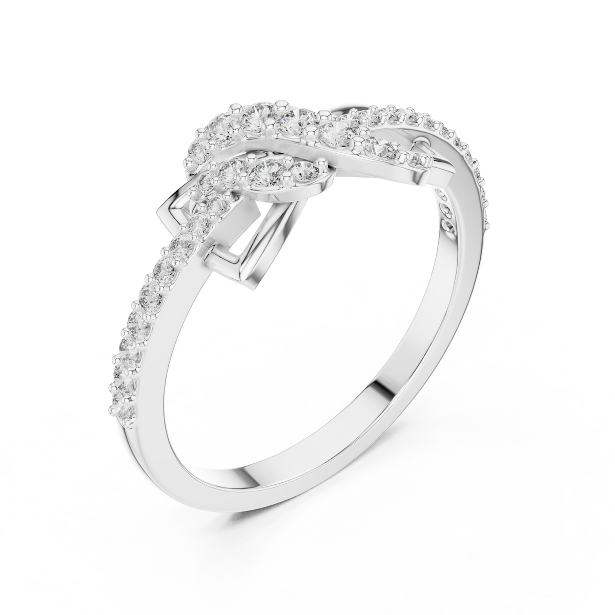 Infinity Bow Pavé Moissanite Ring in white 925 sterling silver, view 2