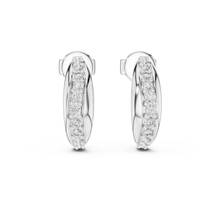 Moissanite graduated pave half hoop earrings in white 925 sterling silver, view 4