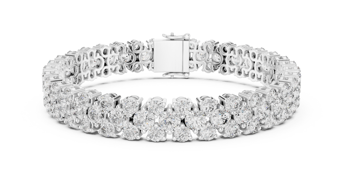 Round Cluster Moissanite Statement Bracelet in white 925 sterling silver, view 1