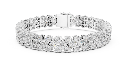 Round Cluster Moissanite Statement Bracelet in white 925 sterling silver, view 1