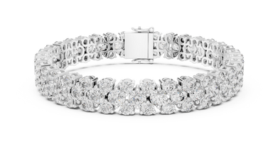 Round Cluster Moissanite Statement Bracelet in white 925 sterling silver, view 1
