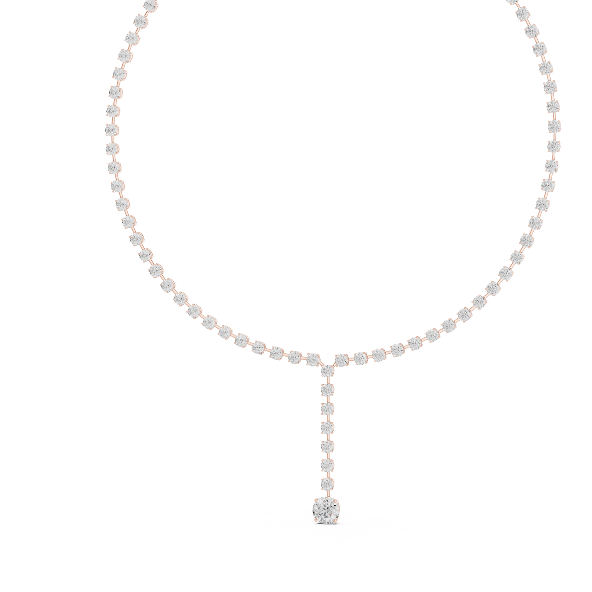 Round Tennis Y Necklace with Round Drop in rose 925 sterling silver, view 2