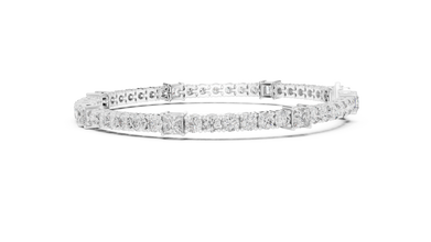 Princess Station Round Moissanite Tennis Bracelet in white 925 sterling silver, view 4