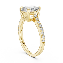 Pear Moissanite Engagement Ring with Pavé Band in yellow 925 sterling silver, view 1