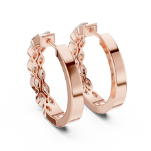 Marquise moissanite double row hoop earrings in rose 925 sterling silver, view 3