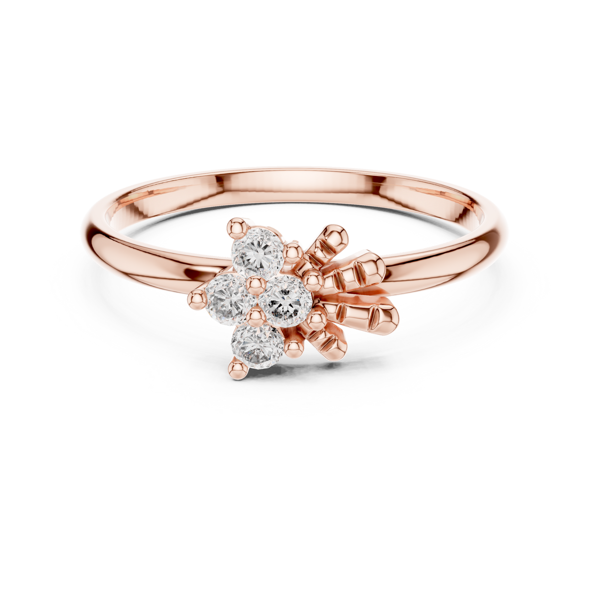 Petite Cluster Spray Moissanite Ring in rose 925 sterling silver, view 4