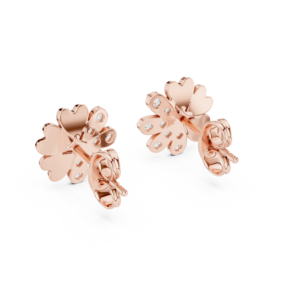 Moissanite Scatter Flower Stud Earrings in rose 925 sterling silver, view 3