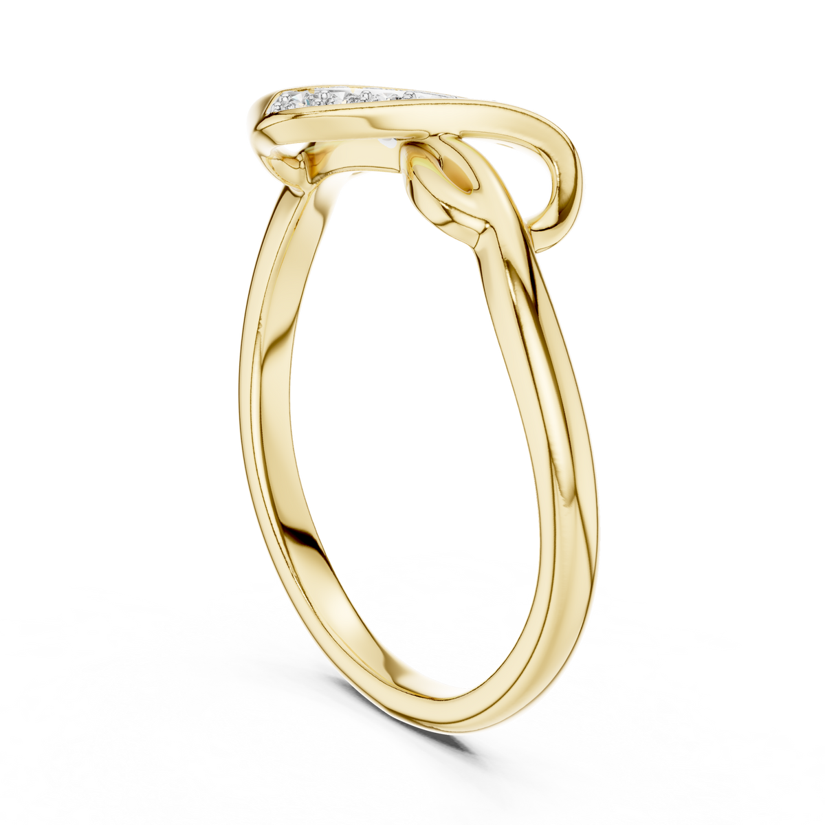 Pavé Infinity Twist Moissanite Ring in yellow 925 sterling silver, view 1
