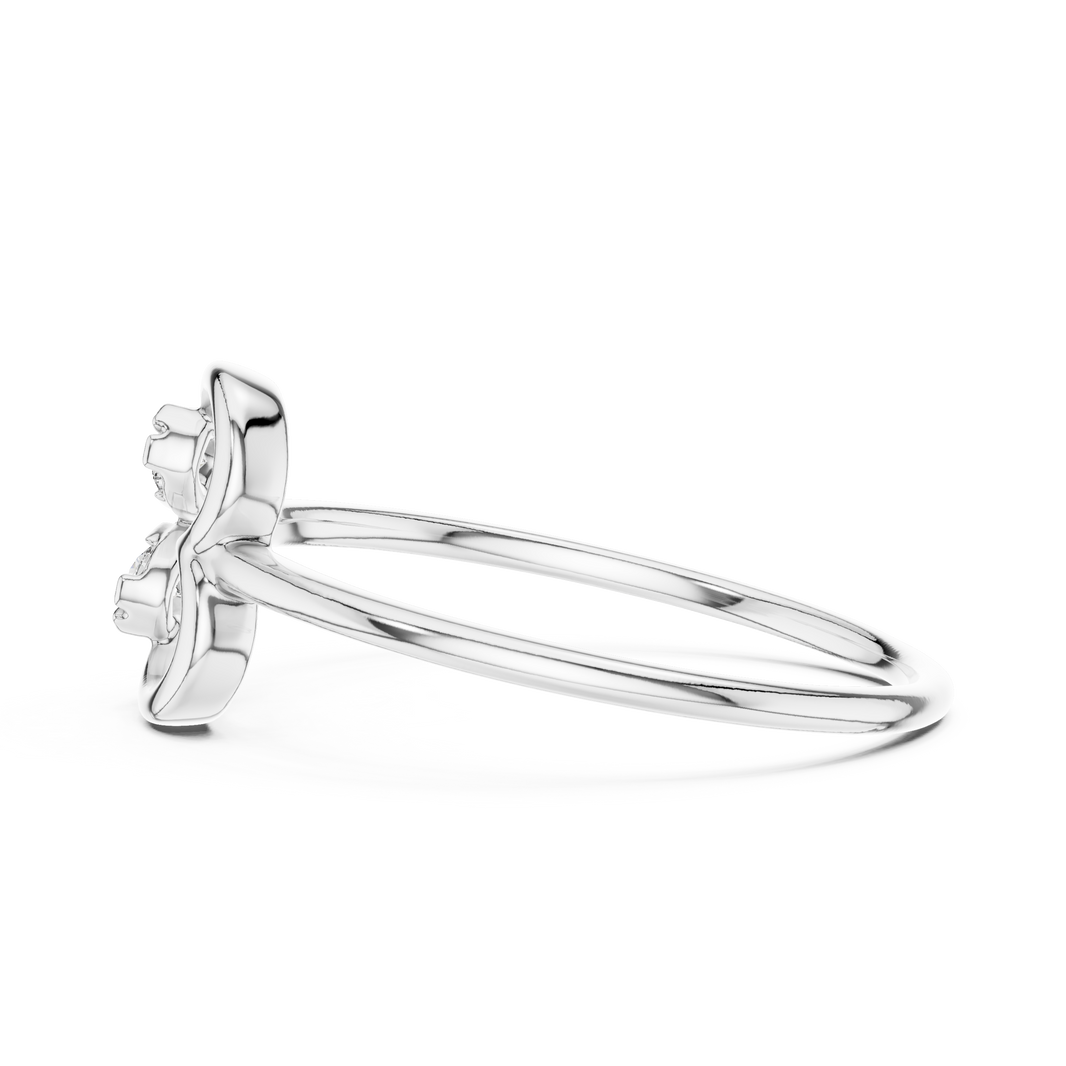 Sideways Heart Cluster Moissanite Ring in white 925 sterling silver, view 3