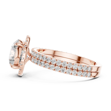 Round Halo Moissanite Engagement Ring with Pavé Band in rose 925 sterling silver, view 3