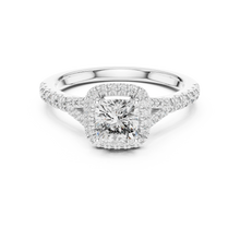 Cushion Halo Moissanite Engagement Ring in white 925 sterling silver, view 4