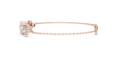 Graduated Round Moissanite Cluster Chain Bracelet in rose 925 sterling silver, view 4