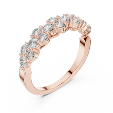 Floral Cluster Moissanite Half Eternity Band in rose 925 sterling silver, view 2