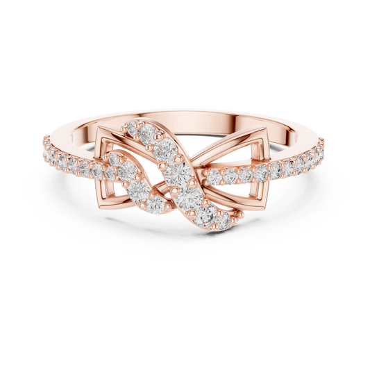 Infinity Bow Pavé Moissanite Ring in rose 925 sterling silver, view 4