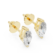 Marquise moissanite stud earrings in yellow 925 sterling silver, view 2