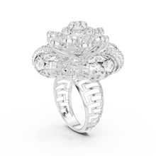 Flower Cluster Moissanite Cocktail Ring in white 925 sterling silver, view 1