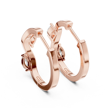 Marquise moissanite wave huggie hoop earrings in rose 925 sterling silver, view 3