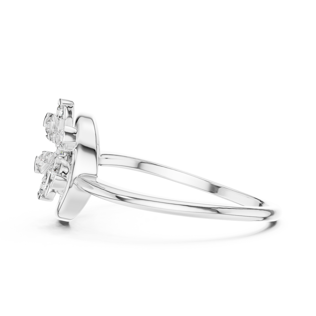 Spiral Flower Moissanite Ring in white 925 sterling silver, view 3