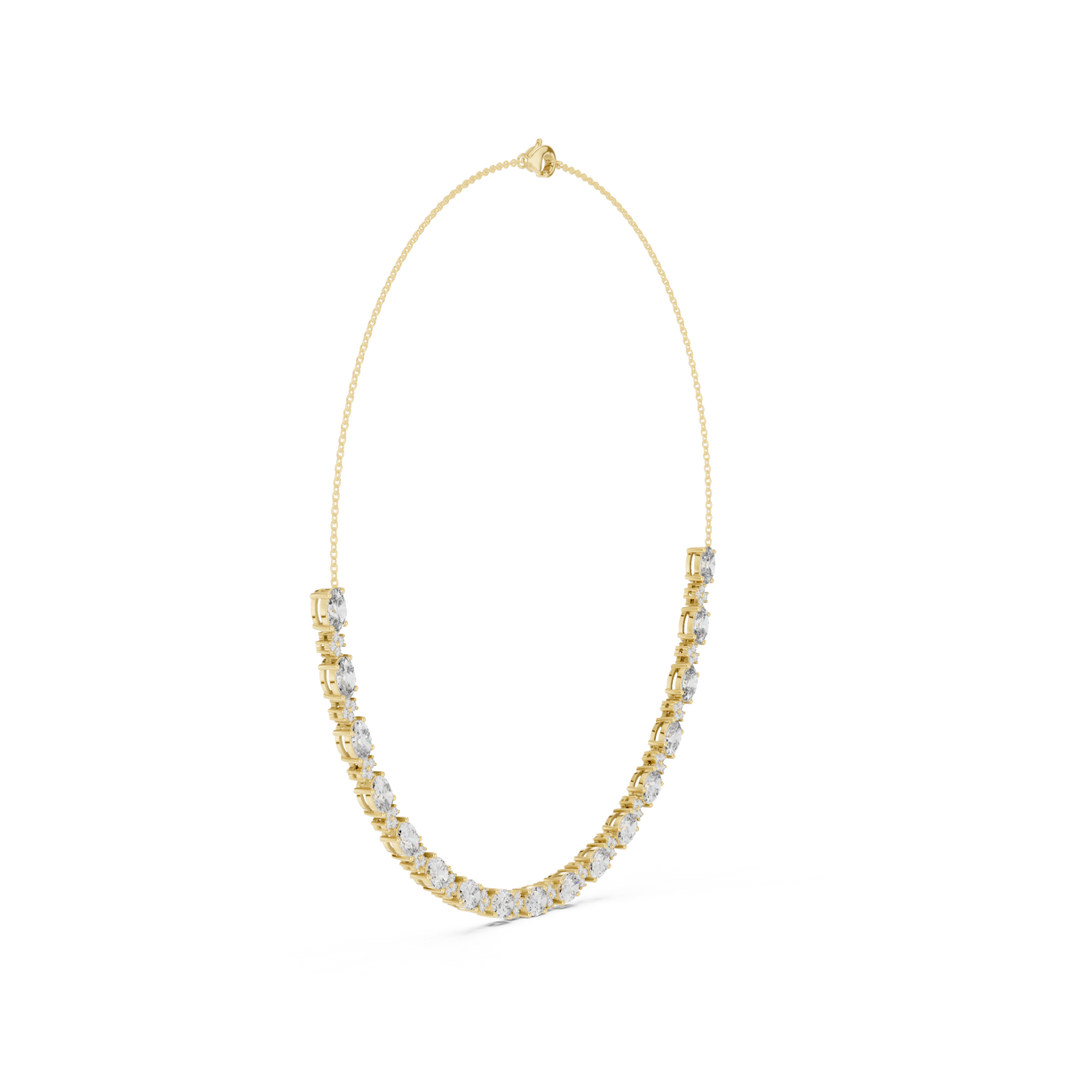 Oval Station Necklace in yellow 925 sterling silver, view 3