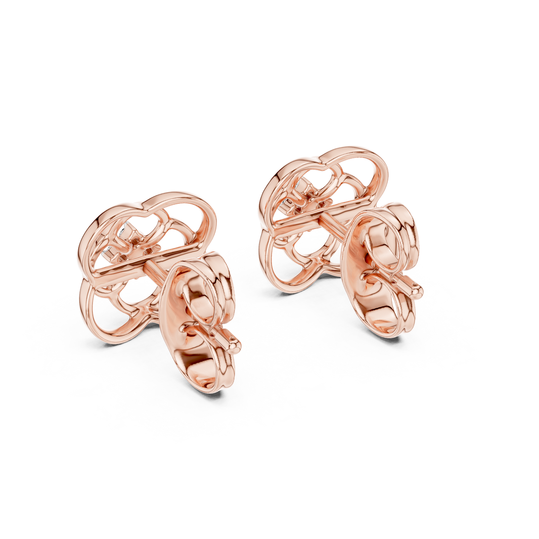 Moissanite Quatrefoil Cluster Stud Earrings in rose 925 sterling silver, view 3