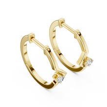 Moissanite V huggie hoop earrings in yellow 925 sterling silver, view 2