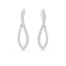 Moissanite twisted pave hoop earrings in white 925 sterling silver, view 4