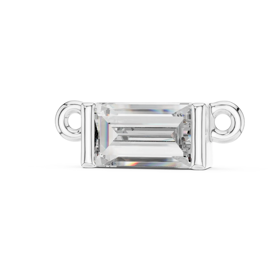 East-West Baguette Moissanite Bar Pendant in white 925 sterling silver, view 2