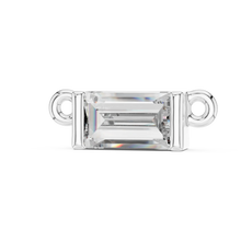 East-West Baguette Moissanite Bar Pendant in white 925 sterling silver, view 2