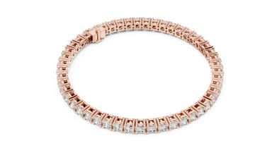 Round Four Prong Moissanite Tennis Bracelet in rose 925 sterling silver, view 3