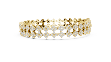 Cross Cluster Moissanite Tennis Bracelet in yellow 925 sterling silver, view 4