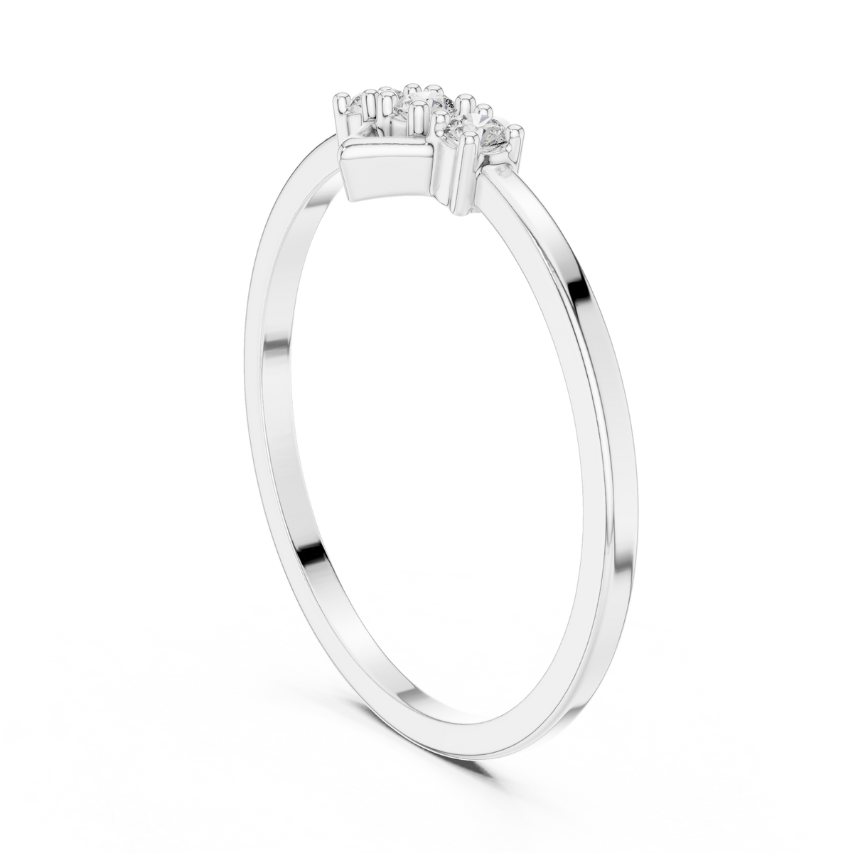 Three-Stone Geometric Frame Moissanite Ring in white 925 sterling silver, view 1