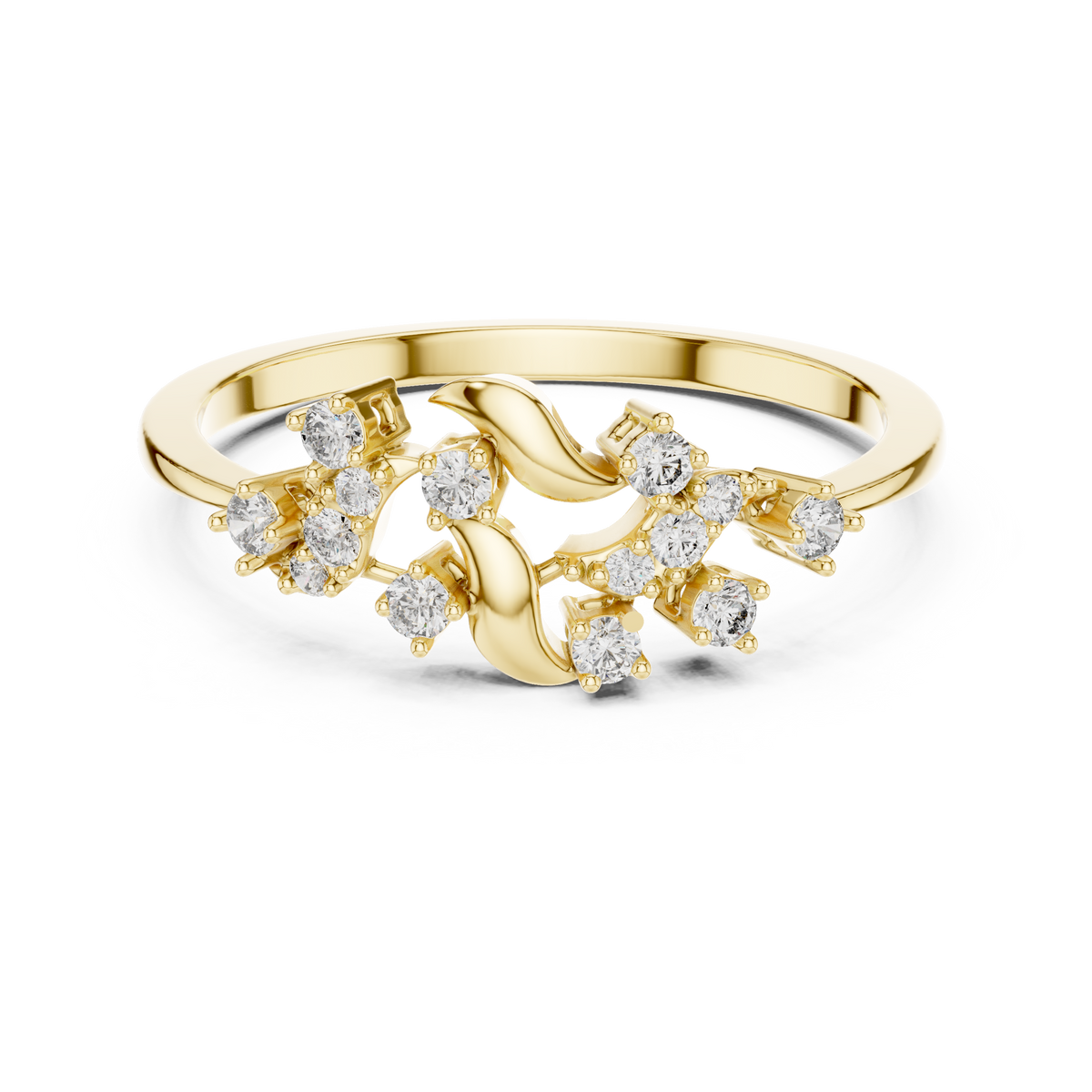 Twisted Vine Moissanite Fashion Ring in yellow 925 sterling silver, view 4