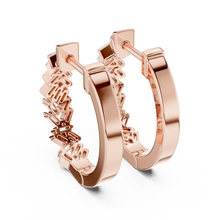 Baguette moissanite scatter hoop earrings in rose 925 sterling silver, view 3