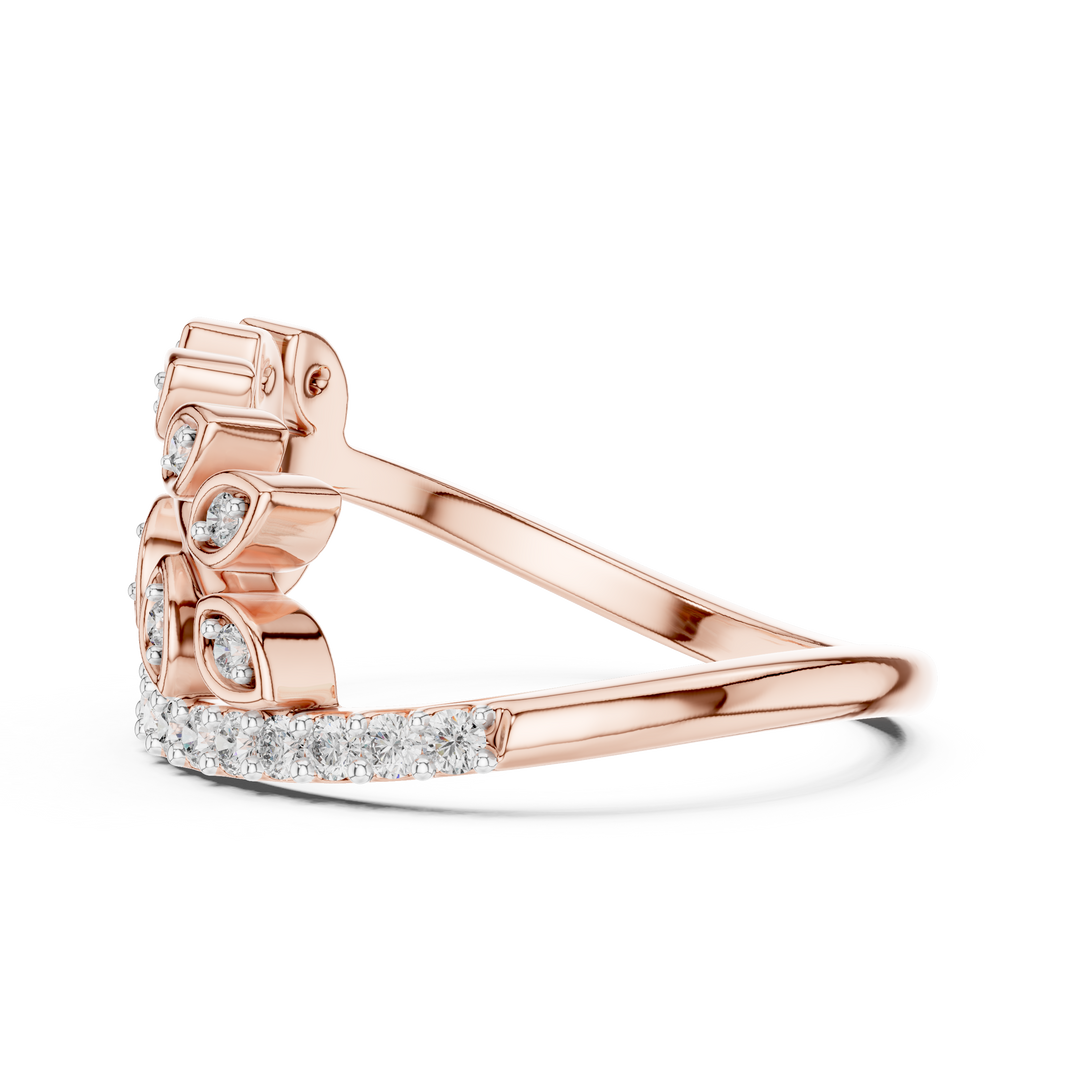 Pavé Leaf Vine Moissanite Ring in rose 925 sterling silver, view 3