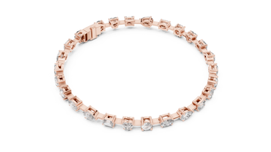 Mixed Shape Moissanite Tennis Bracelet in rose 925 sterling silver, view 3