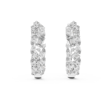 Mixed shape moissanite cluster hoop earrings in white 925 sterling silver, view 4
