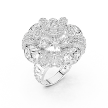 Flower Cluster Moissanite Cocktail Ring in white 925 sterling silver, view 2