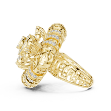 Flower Cluster Moissanite Cocktail Ring in yellow 925 sterling silver, view 3