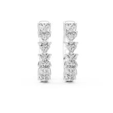 Heart moissanite huggie hoop earrings in white 925 sterling silver, view 4