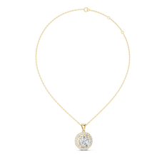 Large Round Halo Moissanite Pendant in yellow 925 sterling silver, view 1