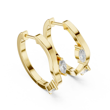 Marquise moissanite wave huggie hoop earrings in yellow 925 sterling silver, view 2